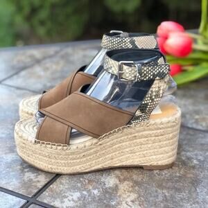 DOLCE VITA Carsie Platform Espadrille Sandals In Olive Nubuck Leather Size 8
